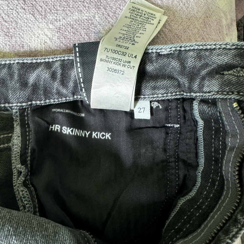 7 For All Mankind The High-Waist Slim Kick Flare Jeans Washed Black SIZE: 27 - Picture 9 of 9